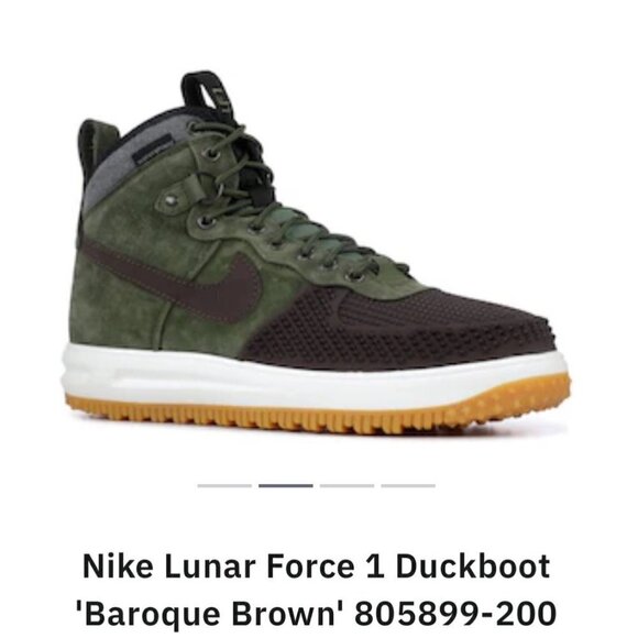 ❤️ Nike Lunar Force 1 Duckboot , green/Baroque brown, Size 8 - Picture 1 of 12